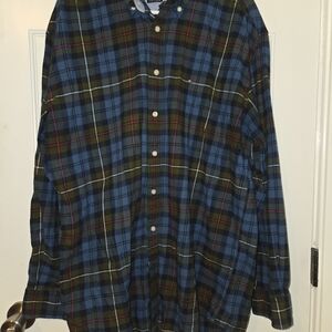 Tommy Hilfiger Blue and Green Plaid Button Down Shirt